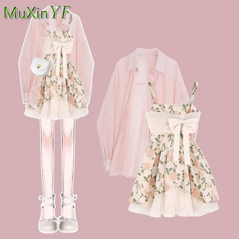 Women's 2025 Summer New In Dopamine Dress Matching Set Korean Elegant Chiffon Sunscreen Shirt+Strap Skirt Two Piece Female Suit
Women's 2025 Summer New In Dopamine Dress Matching Set Korean Elegant Chiffon Sunscreen Shirt+Strap Skirt Two Piece Female Suit