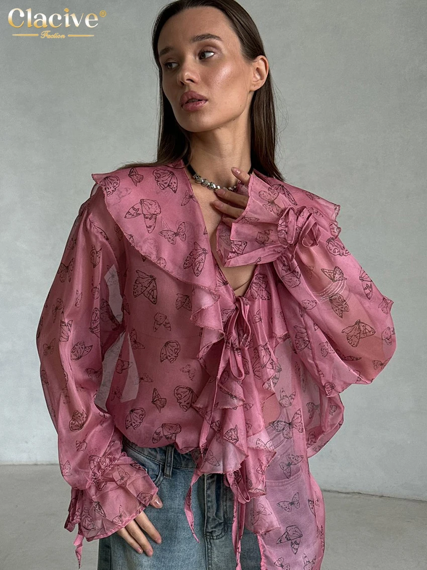 Clacive Fashion Loose Print Women Shirt 2025 Sexy V-Neck Long Sleeve Shirts Elegant Classic Ruffle Lace-Up Tops Female Clothing
Clacive Fashion Loose Print Women Shirt 2025 Sexy V-Neck Long Sleeve Shirts Elegant Classic Ruffle Lace-Up Tops Female Clothing