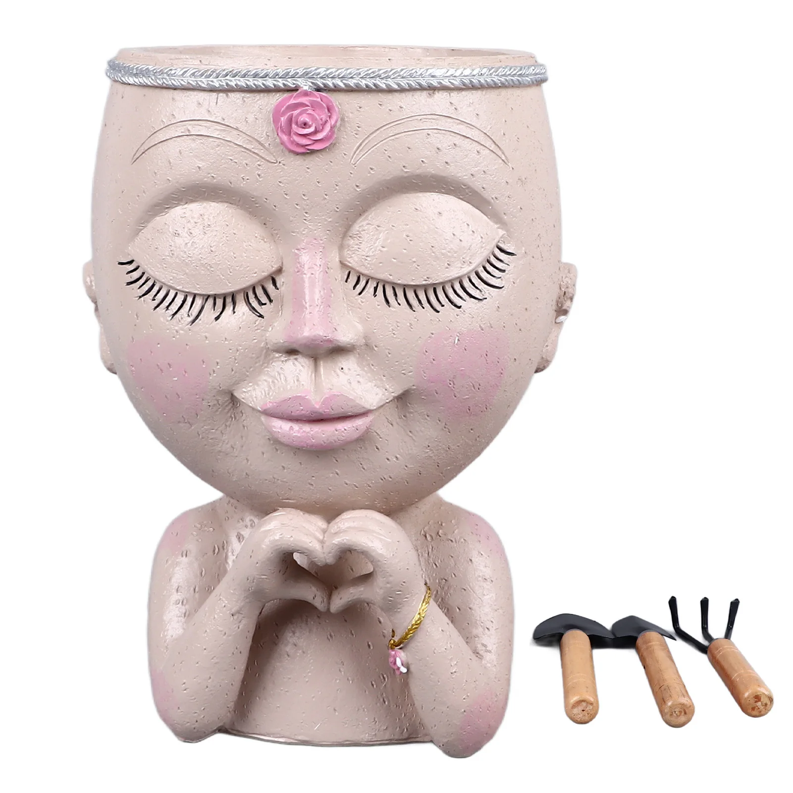Face Planter Pot Resin Love Style Lady Head Succulent Planter Women Face Flower Pot with Drainage Hole Spades
Face Planter Pot Resin Love Style Lady Head Succulent Planter Women Face Flower Pot with Drainage Hole Spades