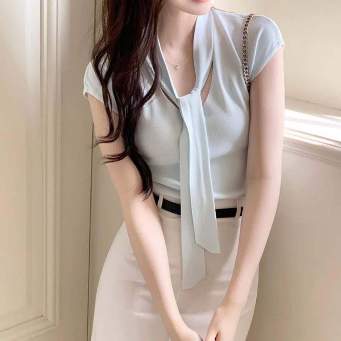 Korean Style Sweet Short Sleeve Knitwear Slimming Light Maturity Women's Top Fashionable Polyester Casual Summer
Korean Style Sweet Short Sleeve Knitwear Slimming Light Maturity Women's Top Fashionable Polyester Casual Summer