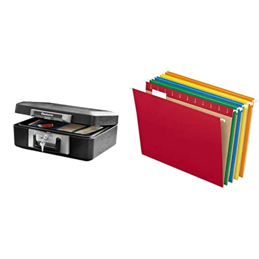 Fireproof Safe with Key Lock, 0.25 Cubic Feet, 6.3 x 15.3 x 12.1 Inch, 1160 and Pendaflex Hanging File Folders, 1/5-Cut Adjusta
Fireproof Safe with Key Lock, 0.25 Cubic Feet, 6.3 x 15.3 x 12.1 Inch, 1160 and Pendaflex Hanging File Folders, 1/5-Cut Adjusta