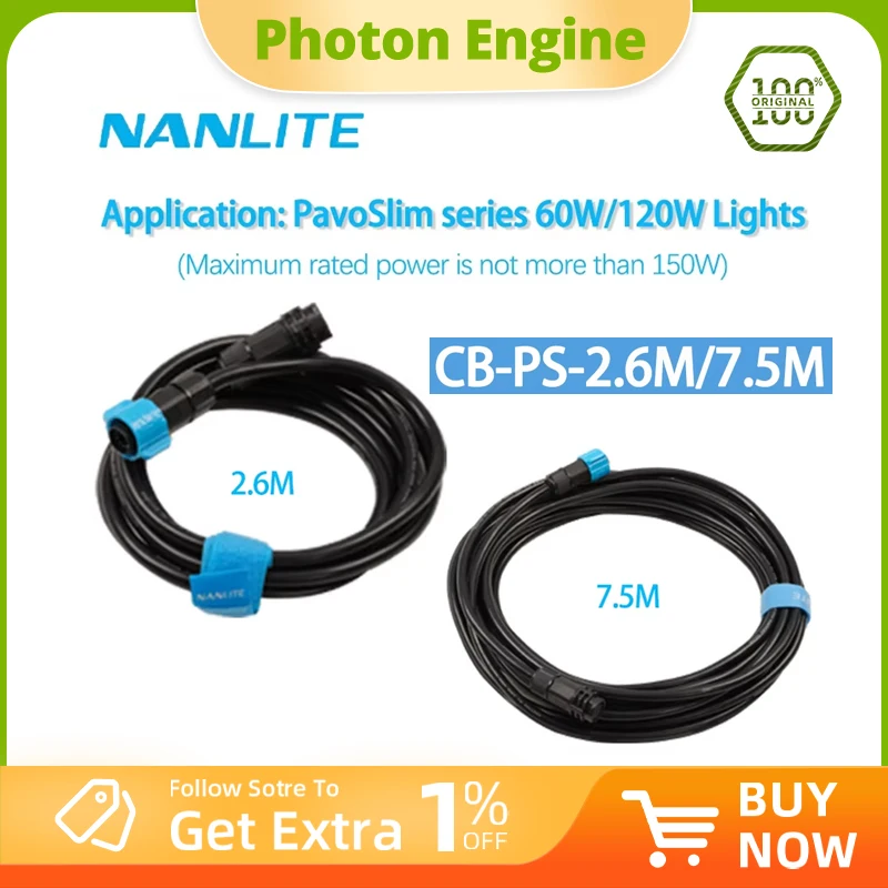 Nanlite 2.6m 7.5m PavoSlim DC Connection Cable 10-Core Cable CB-PS-2.6M CB-PS-7.5M for PavoSlim Series 60W 120W Lights
Nanlite 2.6m 7.5m PavoSlim DC Connection Cable 10-Core Cable CB-PS-2.6M CB-PS-7.5M for PavoSlim Series 60W 120W Lights