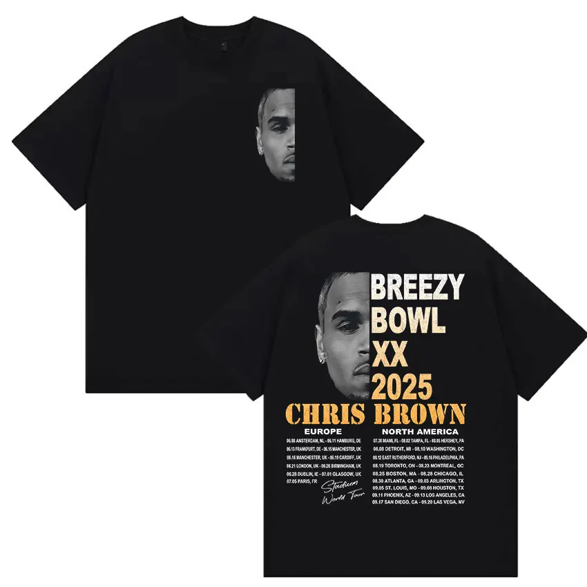 Rapper Chris Brown Bowl XX Album 2025 Merch T Shirts Men's Gothic Hip Hop Fashion Cotton Short Sleeve T-shirt Unisex Streetwear
Rapper Chris Brown Bowl XX Album 2025 Merch T Shirts Men's Gothic Hip Hop Fashion Cotton Short Sleeve T-shirt Unisex Streetwear
