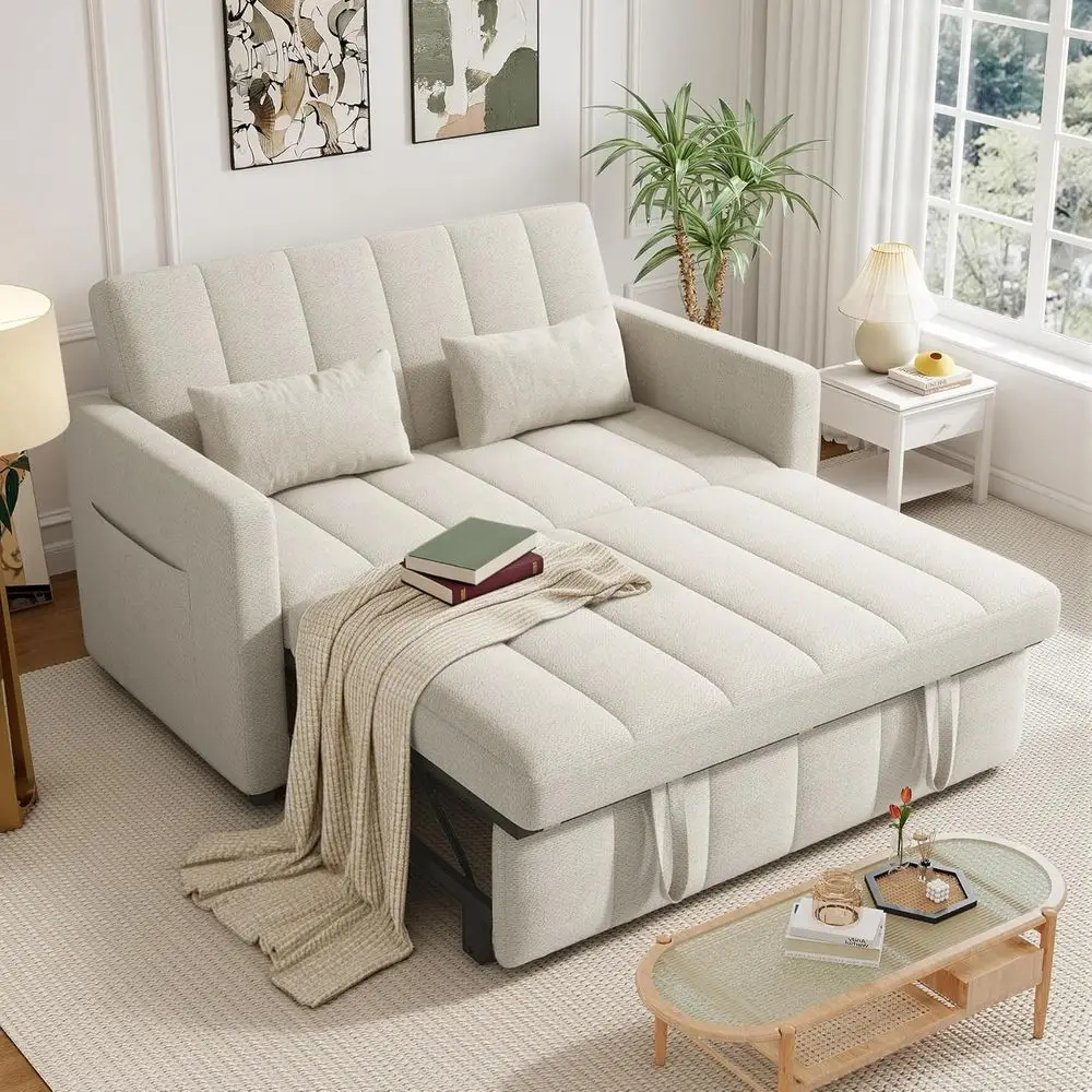 3-in-1 Convertible Couch Bed with Adjustable Backrest, Side Pockets, Easy Assembly, Beige
3-in-1 Convertible Couch Bed with Adjustable Backrest, Side Pockets, Easy Assembly, Beige