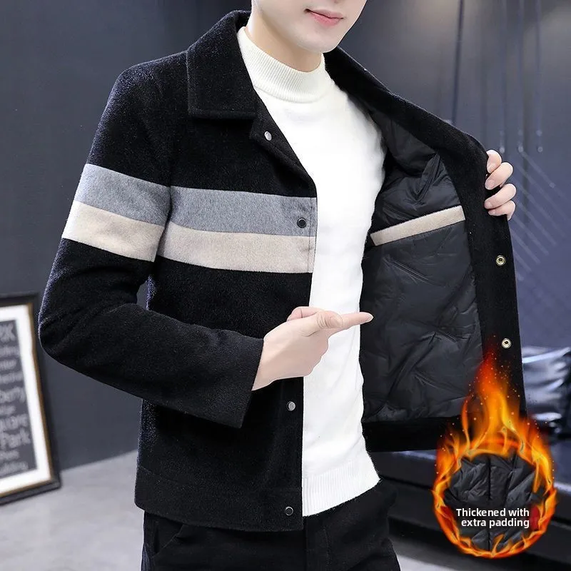 Men's Thiened Autumn Winter Jaet Warm Korean Sle Trendy Collar Golden Mink Velvet Casual Versatile ort Woolen Coat
Men's Thiened Autumn Winter Jaet Warm Korean Sle Trendy Collar Golden Mink Velvet Casual Versatile ort Woolen Coat