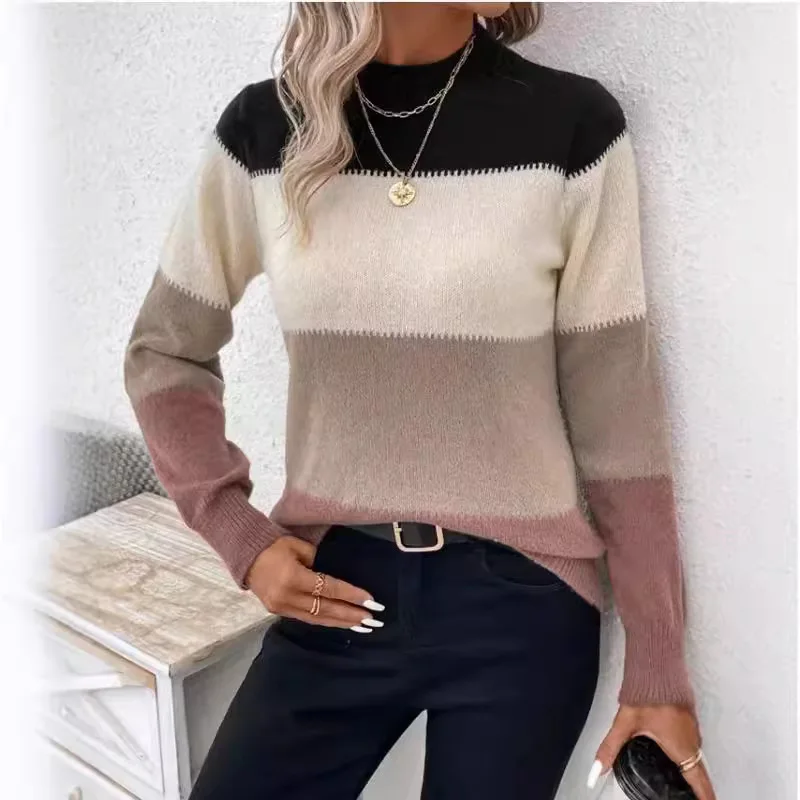 Autumn Winter Color Block Sweater Women's Pullover Round Neck Long Sleeve Knitwear Casual Versatile Top
Autumn Winter Color Block Sweater Women's Pullover Round Neck Long Sleeve Knitwear Casual Versatile Top