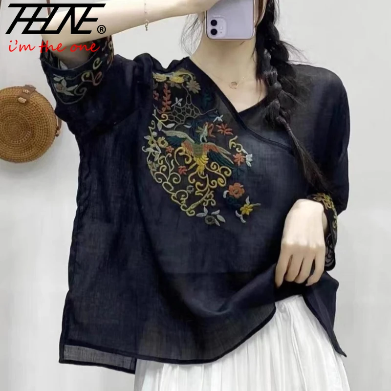 THHONE Summer Woman Blouse Blusa Mujer Camisas Embroidery V-Neck Print Korean Shirts Loose Casual Women's Clothing Oversized
THHONE Summer Woman Blouse Blusa Mujer Camisas Embroidery V-Neck Print Korean Shirts Loose Casual Women's Clothing Oversized