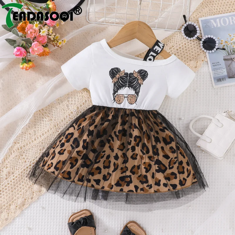 6M-3Y Summer Kids Girls Dress Short-sleeved High And Low Off-shoulder Halter T-shirt Patchwork Leopard Print Lace Children Skirt
6M-3Y Summer Kids Girls Dress Short-sleeved High And Low Off-shoulder Halter T-shirt Patchwork Leopard Print Lace Children Skirt