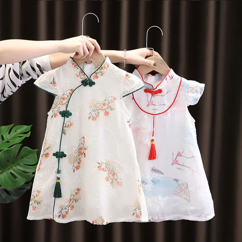 90-130 Children Girls Dress Summer Cheongsam Dresses Flower Print Chinese Traditional Clothes Birthday Princess Party Dresses
90-130 Children Girls Dress Summer Cheongsam Dresses Flower Print Chinese Traditional Clothes Birthday Princess Party Dresses