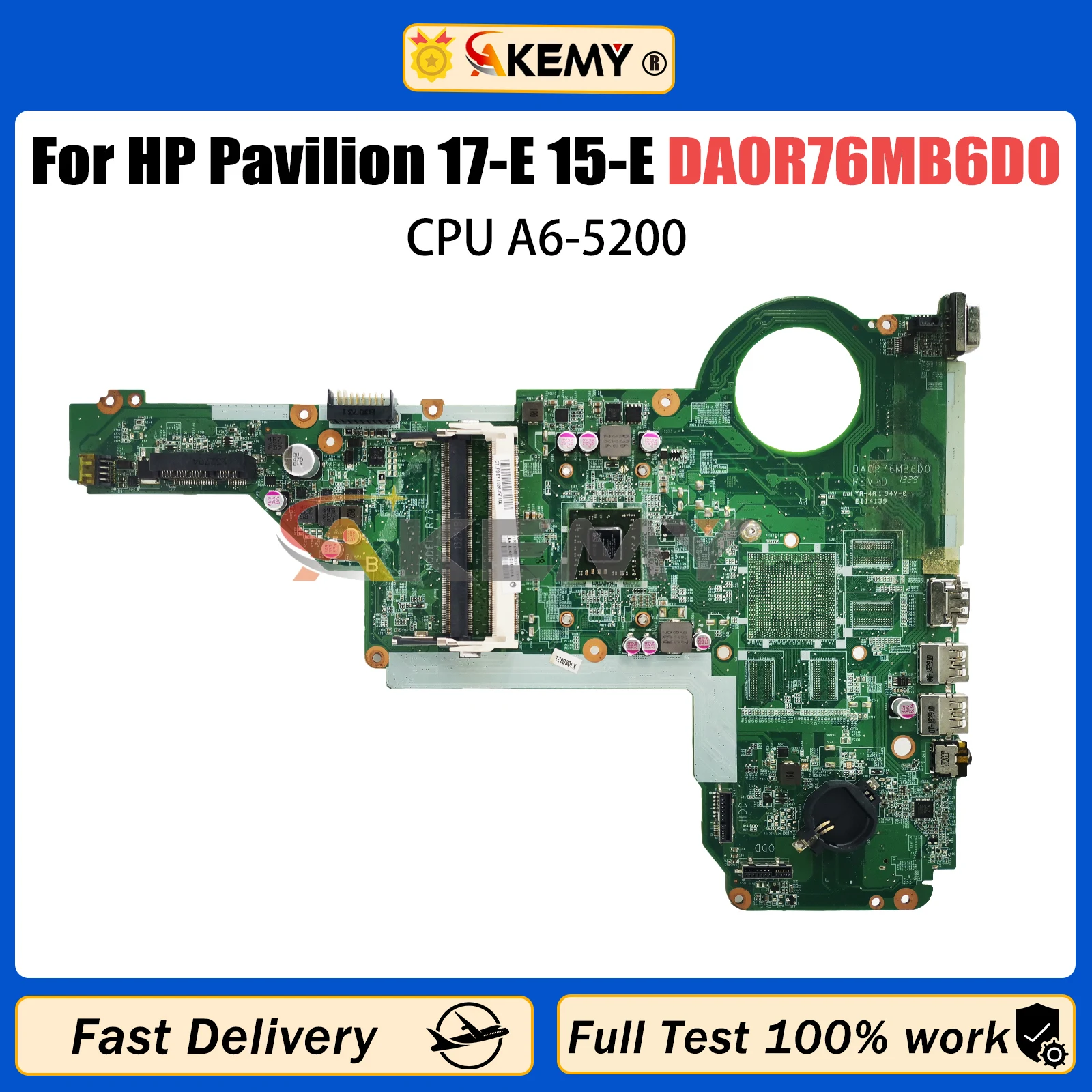 Материнская плата AKEMY DA0R76MB6D0 для ноутбука HP Pavilion 17-E 15-E 731534-001 731534-501, материнская плата для ноутбука A6-5200, процессор DDR3 100% прошедший срок службы
Материнская плата AKEMY DA0R76MB6D0 для ноутбука HP Pavilion 17-E 15-E 731534-001 731534-501, материнская плата для ноутбука A6-5200, процессор DDR3 100% прошедший срок службы