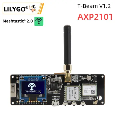 LILYGO ®   TTGO Meshtastic T-Beam V1.2 ESP32 LoRa Development Board 433MHz 868MHz 915MHz 923MHz WiFi BLE GPS OLED-display AXP2101