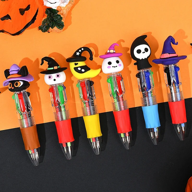 Halloween Mini Four Color Ballpoint Pen Cute Cartoon 4 Color Retractable Rollerball Pen Student School Gift Stationery
Halloween Mini Four Color Ballpoint Pen Cute Cartoon 4 Color Retractable Rollerball Pen Student School Gift Stationery