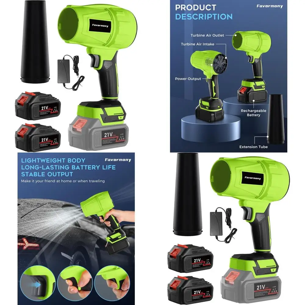 Cordless Leaf Blower 600,000 RPM with 2×4.0Ah Batteries, 40-Minute Runtime, Lawn & Car Cleaning, Extended Nozzle (Green)
Cordless Leaf Blower 600,000 RPM with 2×4.0Ah Batteries, 40-Minute Runtime, Lawn & Car Cleaning, Extended Nozzle (Green)