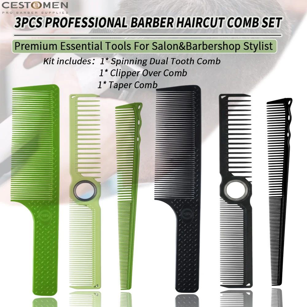 3Pcs Pro Barber Haircut Combs Set Wide Fine Tooth Taper Comb For Men Spinning Hair Cutting Combs Long Handle Clipper Over Combs
3Pcs Pro Barber Haircut Combs Set Wide Fine Tooth Taper Comb For Men Spinning Hair Cutting Combs Long Handle Clipper Over Combs