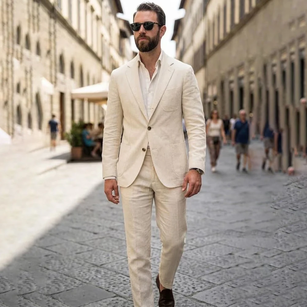 Luxury Summer Linen Men's Suits Formal Single Breasted Notch Lapel Back Vent 2 Piece Jacket Pants Sets High Quality Outfits
Luxury Summer Linen Men's Suits Formal Single Breasted Notch Lapel Back Vent 2 Piece Jacket Pants Sets High Quality Outfits