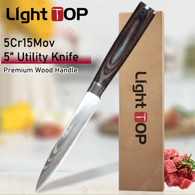 5-inch Utility Knife Stainless Steels Kitchen Knives Damascus Pattern Chef Knife with Redwood Handle Meat Cleaver and Peeler
5-inch Utility Knife Stainless Steels Kitchen Knives Damascus Pattern Chef Knife with Redwood Handle Meat Cleaver and Peeler