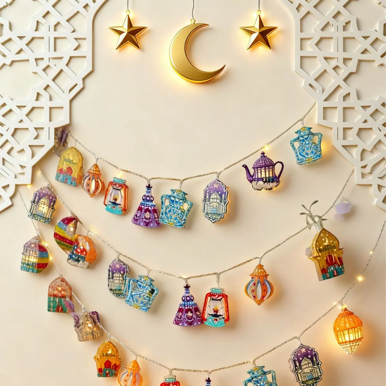 Ramadan Star Moon Castle LED String Lights Eid Mubarak Decoration 2026 for Muslim Islam Party Eid al-Fitr Wall Pendant String
Ramadan Star Moon Castle LED String Lights Eid Mubarak Decoration 2026 for Muslim Islam Party Eid al-Fitr Wall Pendant String