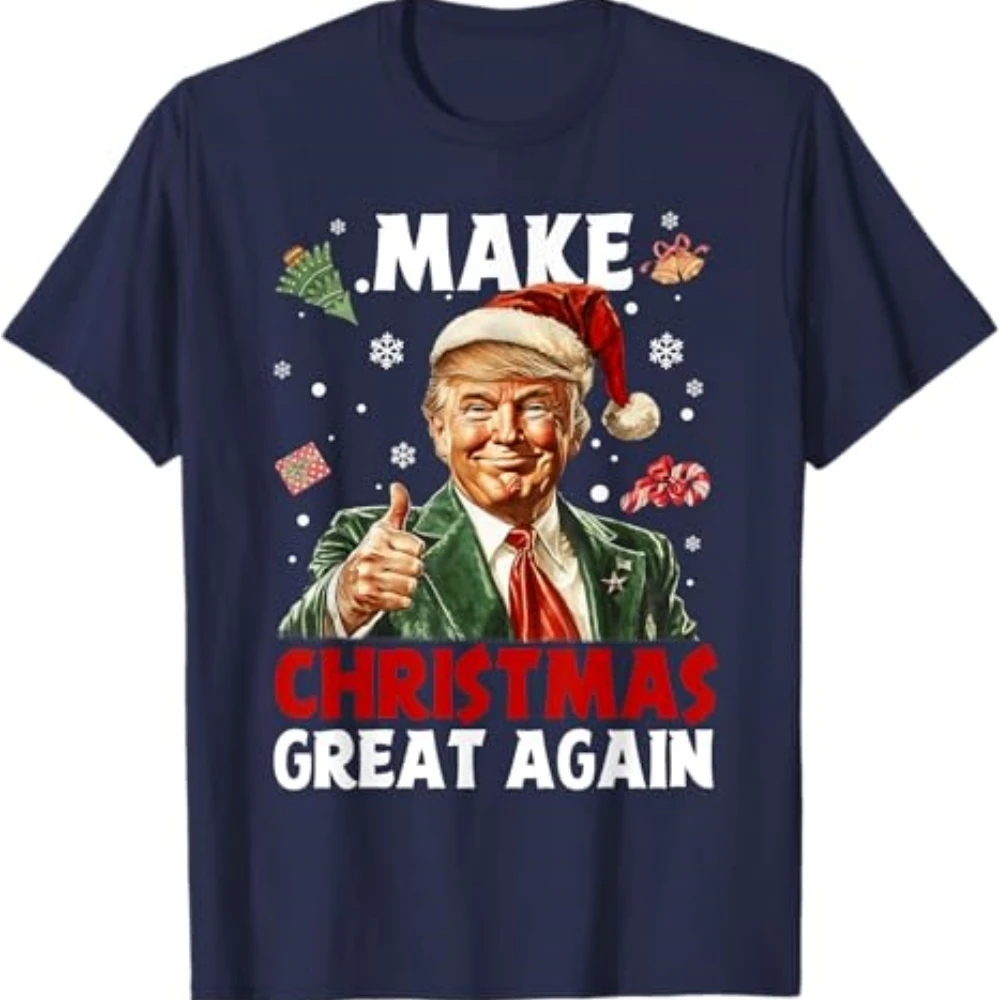 Мужская футболка Funny Trump Make Christmas Great Again, модная свободная футболка унисекс с короткими рукавами, юмор Y2k, мужская одежда
Мужская футболка Funny Trump Make Christmas Great Again, модная свободная футболка унисекс с короткими рукавами, юмор Y2k, мужская одежда
