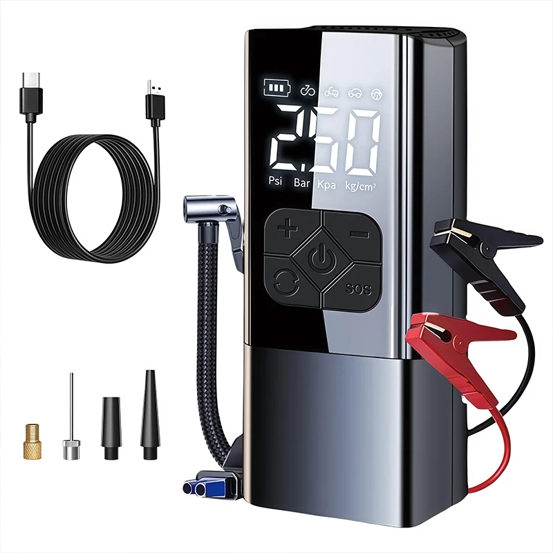 Car Tire Inflator with Professional Car Jump Starter Portable Car Starter Battery Charger 12V 2500A Booster 150PSI Air Pump
Car Tire Inflator with Professional Car Jump Starter Portable Car Starter Battery Charger 12V 2500A Booster 150PSI Air Pump