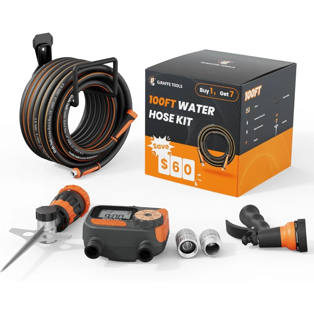 Tools Garden Hose 100ft x 5/8, Water Hose Heavy Duty, Flexible with Watering Timer Nozzle and Yard Sprinkler, Lightweight
Tools Garden Hose 100ft x 5/8, Water Hose Heavy Duty, Flexible with Watering Timer Nozzle and Yard Sprinkler, Lightweight