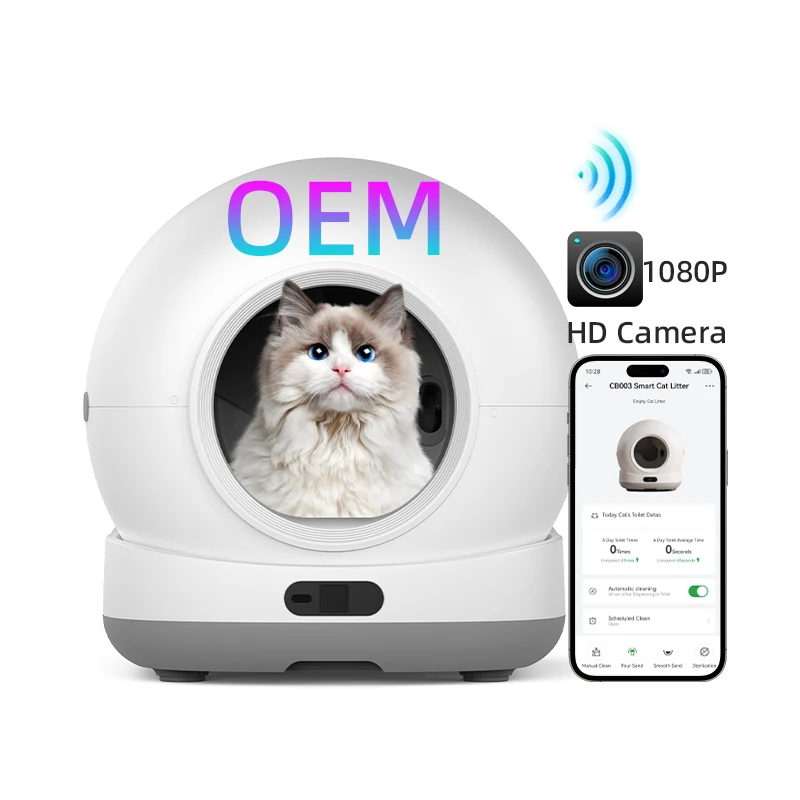 OEM 72L Automatic Cat Box With Camera Tuya App Control Smart Cat Box Self Cleaning Box With Odor Removal
OEM 72L Automatic Cat Box With Camera Tuya App Control Smart Cat Box Self Cleaning Box With Odor Removal