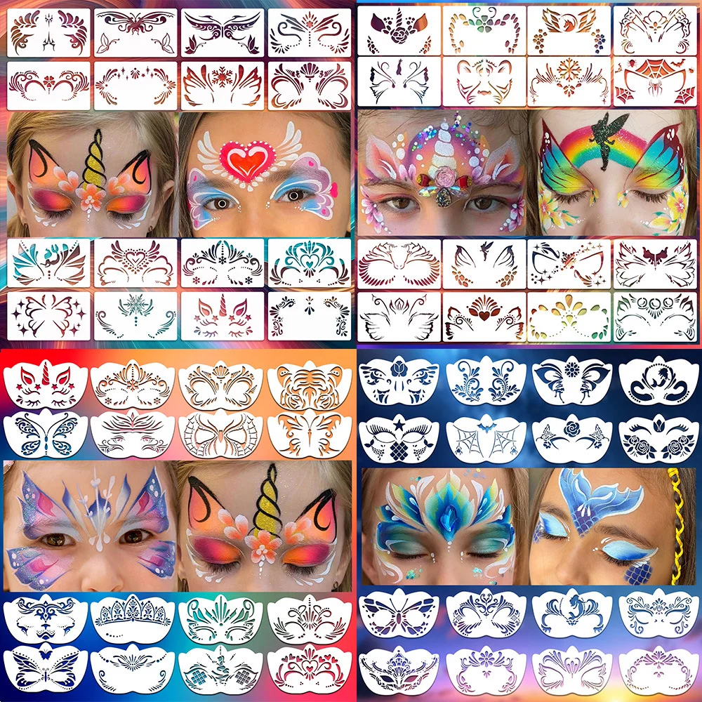 Face Body Painting Stencils Art Party Makeup Stamps 16pcs Professional Temporary Tattoos Reusable Plastics DIY Stencil
Face Body Painting Stencils Art Party Makeup Stamps 16pcs Professional Temporary Tattoos Reusable Plastics DIY Stencil