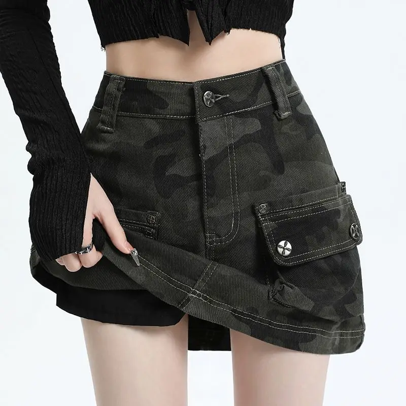 Camouflage Denim Min Skirt Military Green Women'S Spring Summer High Waist Hot A Line Hip Short Pockets Skirt Vintage Y2K Punk
Camouflage Denim Min Skirt Military Green Women'S Spring Summer High Waist Hot A Line Hip Short Pockets Skirt Vintage Y2K Punk