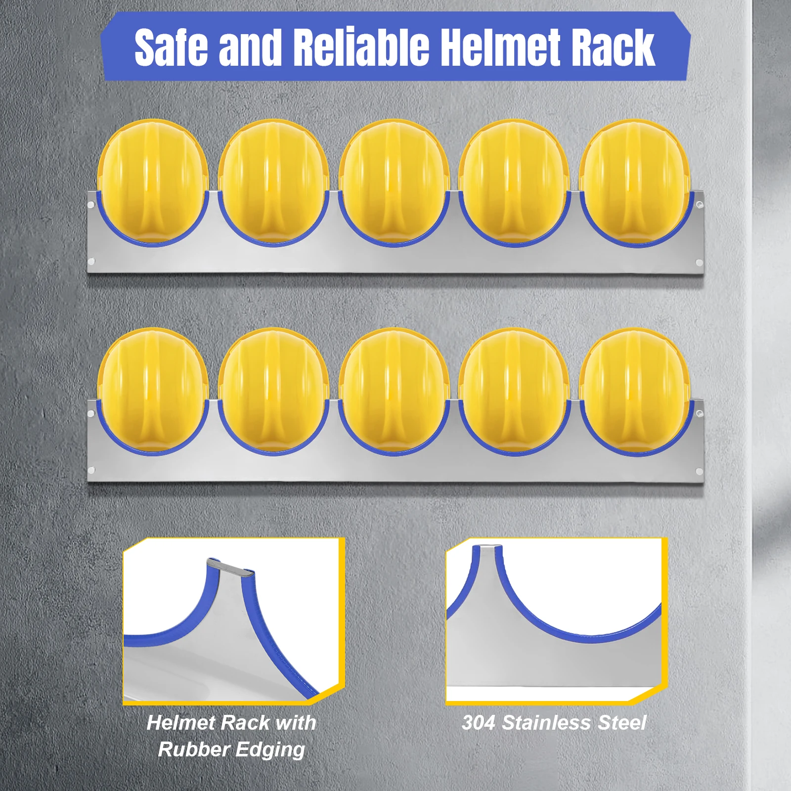 Настенный держатель для хранения шлемов с резиновой полосой, многоуровневая подставка для касок из нержавеющей стали для склада и мастерской
Настенный держатель для хранения шлемов с резиновой полосой, многоуровневая подставка для касок из нержавеющей стали для склада и мастерской