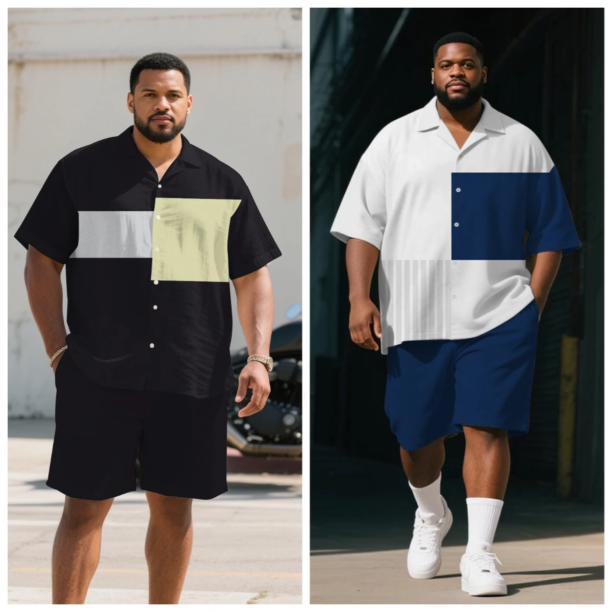 S-9XL Big and Tall Men Minimalist Color Block Shirt Shorts Set Multi-Color Casual 2-Piece Outfit
S-9XL Big and Tall Men Minimalist Color Block Shirt Shorts Set Multi-Color Casual 2-Piece Outfit