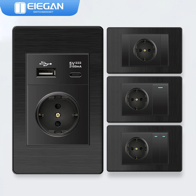 ELEGAN Black Italy Standard Outlet Wall Switch Drawing Panel Multifunctional Power USB Type-c Socket Combination 118*72mm Switch
ELEGAN Black Italy Standard Outlet Wall Switch Drawing Panel Multifunctional Power USB Type-c Socket Combination 118*72mm Switch