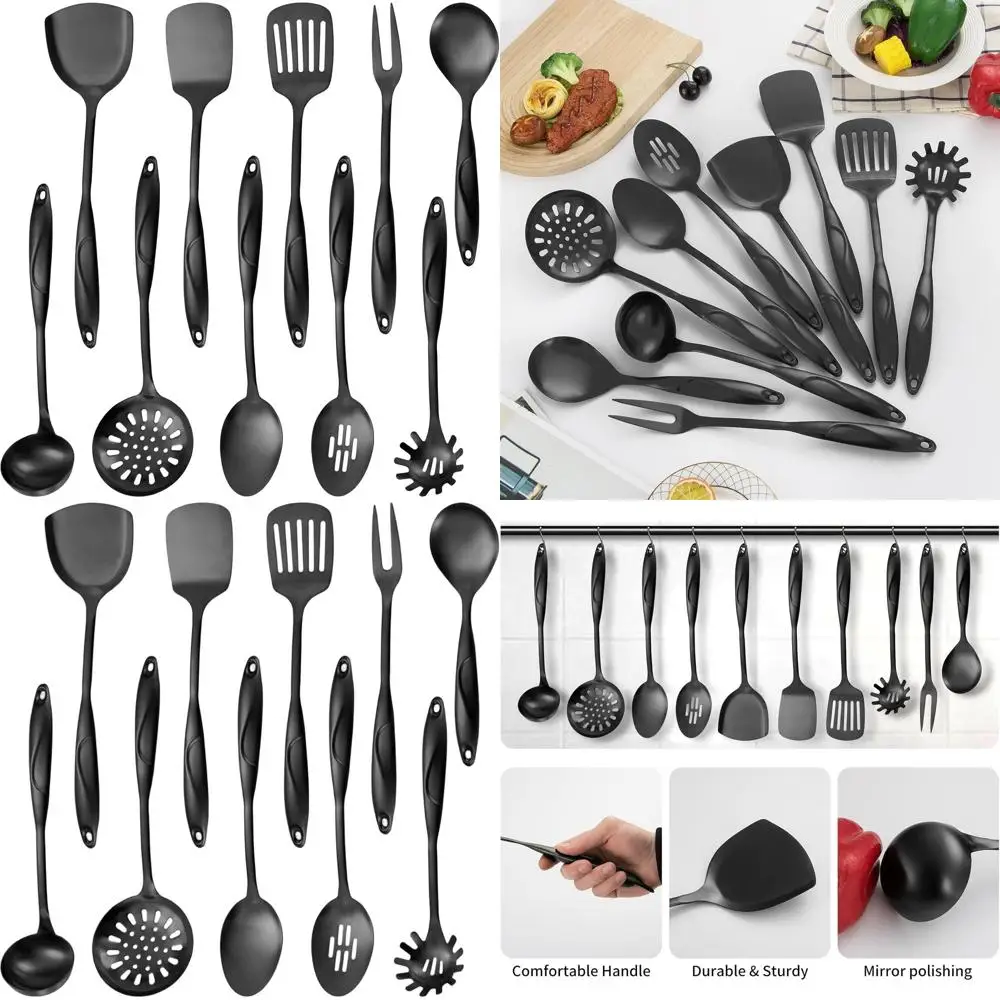 10-Piece Matte Black Stainless Steel Kitchen Utensil Set, Cooking Tools, Dishwasher Safe
10-Piece Matte Black Stainless Steel Kitchen Utensil Set, Cooking Tools, Dishwasher Safe