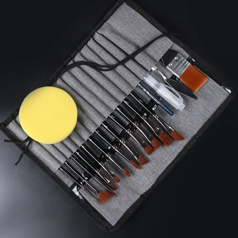 18 piece multipurpose nylon hair watercolor paint brush set acrylic brush canvas bag painting material Professional Art Supplies
18 piece multipurpose nylon hair watercolor paint brush set acrylic brush canvas bag painting material Professional Art Supplies