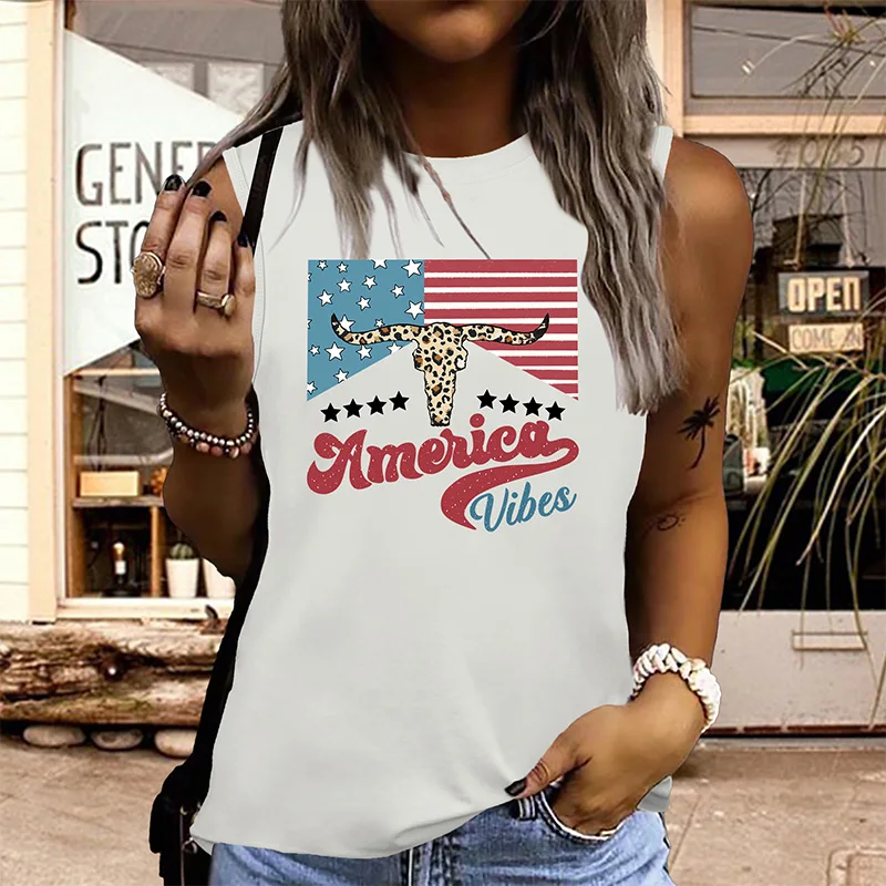 Women's America Vibes Graphic Tee Casual Sleeveless round neck Loose Tank Top T-shirt
Women's America Vibes Graphic Tee Casual Sleeveless round neck Loose Tank Top T-shirt