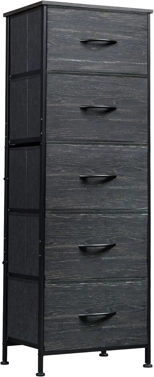 5-Drawer Tall Dresser with Wood Top, Sturdy Steel Frame for Bedroom Storage Organizer in Charcoal Black Wood Grain Print
5-Drawer Tall Dresser with Wood Top, Sturdy Steel Frame for Bedroom Storage Organizer in Charcoal Black Wood Grain Print