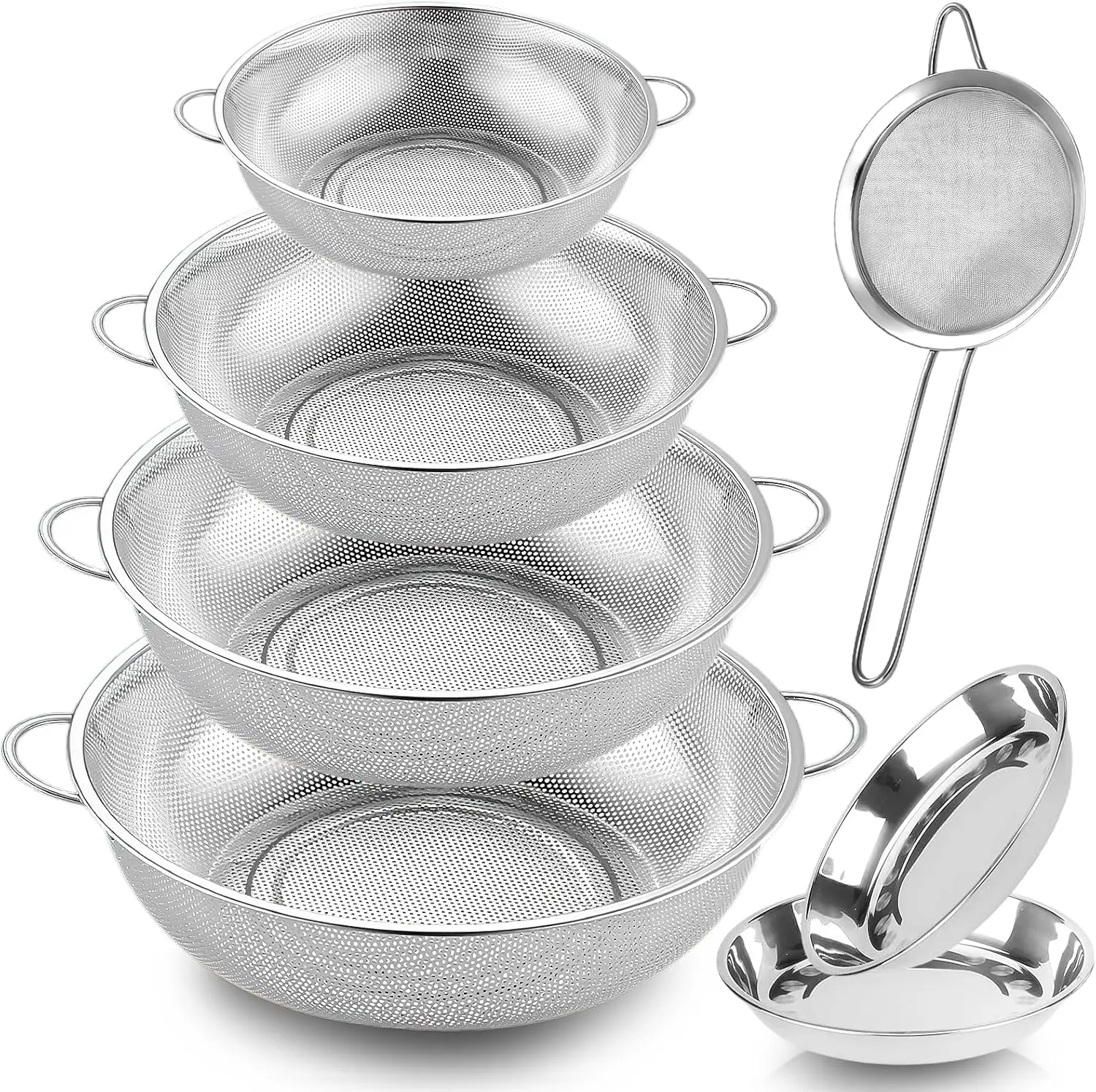 Colander Stainless Steel, 7 Piece Strainers and Colanders Set, Mesh Strainer Net Baskets with Handles, 2 Stainless Steel
Colander Stainless Steel, 7 Piece Strainers and Colanders Set, Mesh Strainer Net Baskets with Handles, 2 Stainless Steel
