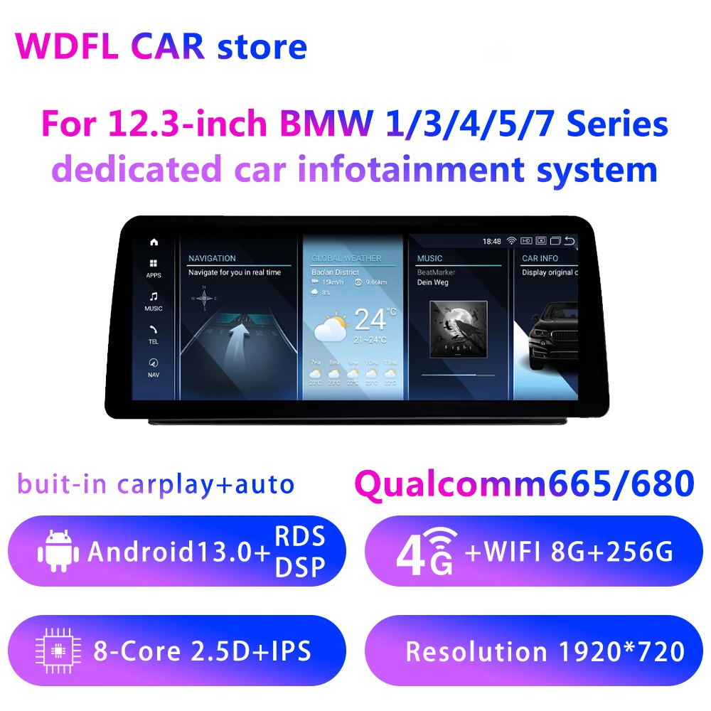 Превосходно для BMW 1 3 4 5 7 серии 8 ядер 8G + 256G Android 13, автомобильная стереосистема, телефон с Wi-Fi, Carplay и auto GPS DSP Bluetooth
Превосходно для BMW 1 3 4 5 7 серии 8 ядер 8G + 256G Android 13, автомобильная стереосистема, телефон с Wi-Fi, Carplay и auto GPS DSP Bluetooth