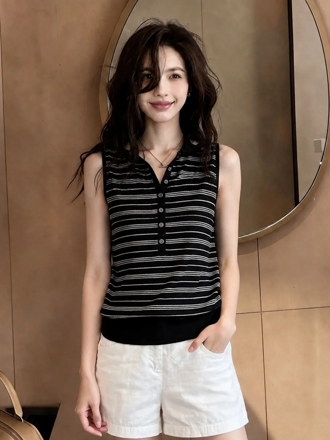 Summer Commute Ice Silk Knitted Vest Slim Fit Stripe Design Sleeveless Top Versatile Fashionable Korean Style Straight Cut
Summer Commute Ice Silk Knitted Vest Slim Fit Stripe Design Sleeveless Top Versatile Fashionable Korean Style Straight Cut