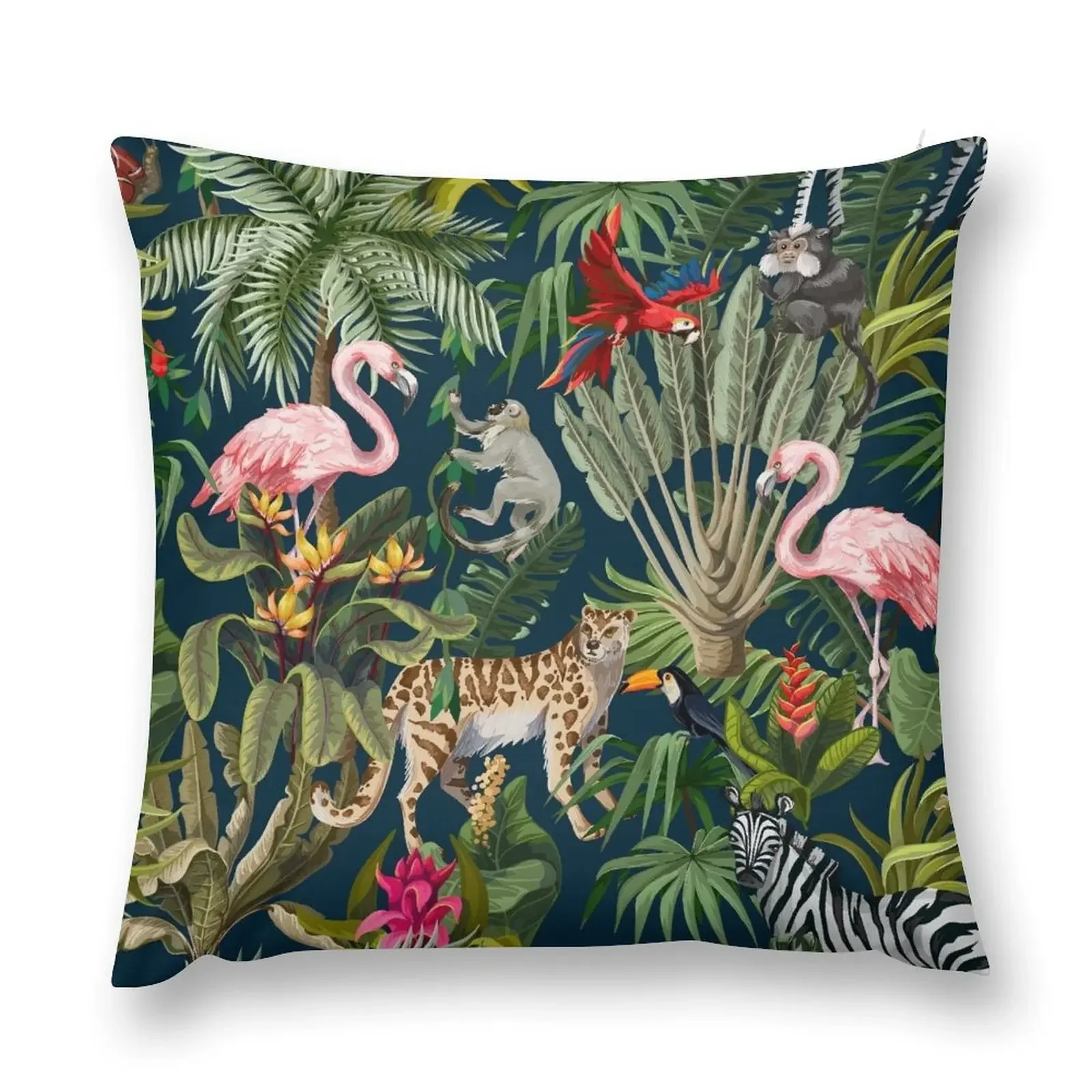 Seamless pattern with jungle animals, flowers and trees. Vector Throw Pillow autumn decoration Plaid Sofa pillow
Seamless pattern with jungle animals, flowers and trees. Vector Throw Pillow autumn decoration Plaid Sofa pillow