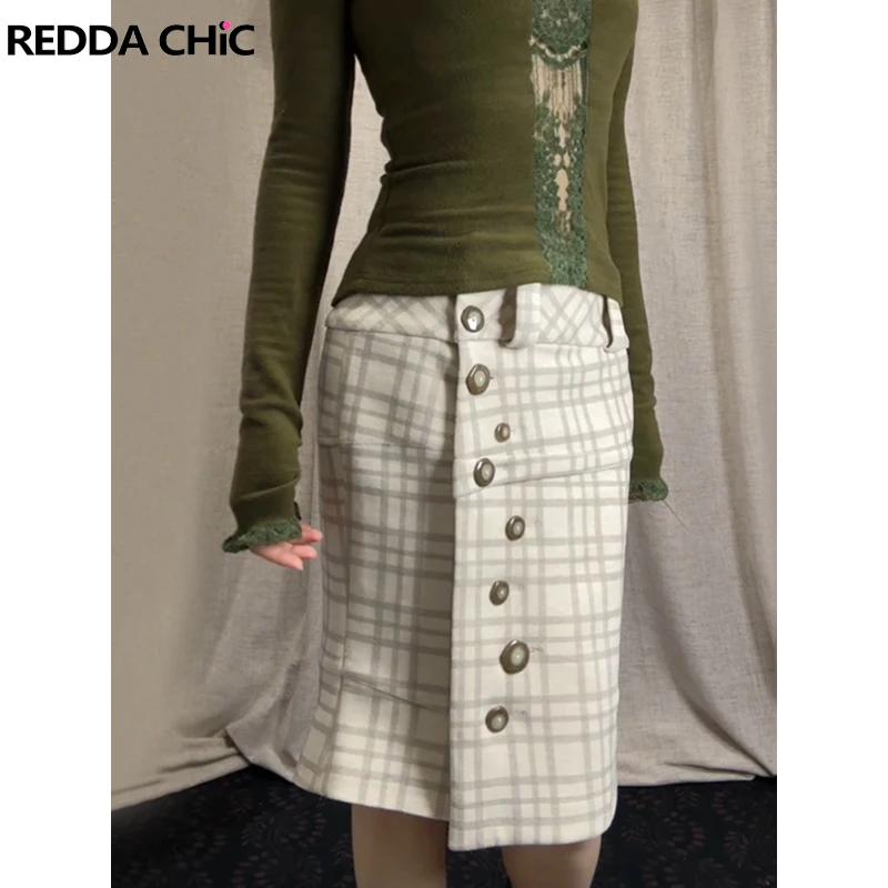 REDDACHiC Checkered White Sheath Skirt Women Slim Irregular Buttons Low Waist Knee Long Bodycon Skirt New In Vintage Clothing
REDDACHiC Checkered White Sheath Skirt Women Slim Irregular Buttons Low Waist Knee Long Bodycon Skirt New In Vintage Clothing