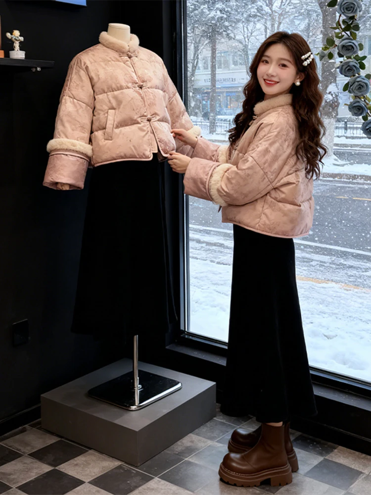 Korean Style Cold Two-Piece Set Winter Clothes New 2026 Pink National Style Button down Jacket Cotton Half Skirt Women's Set
Korean Style Cold Two-Piece Set Winter Clothes New 2026 Pink National Style Button down Jacket Cotton Half Skirt Women's Set