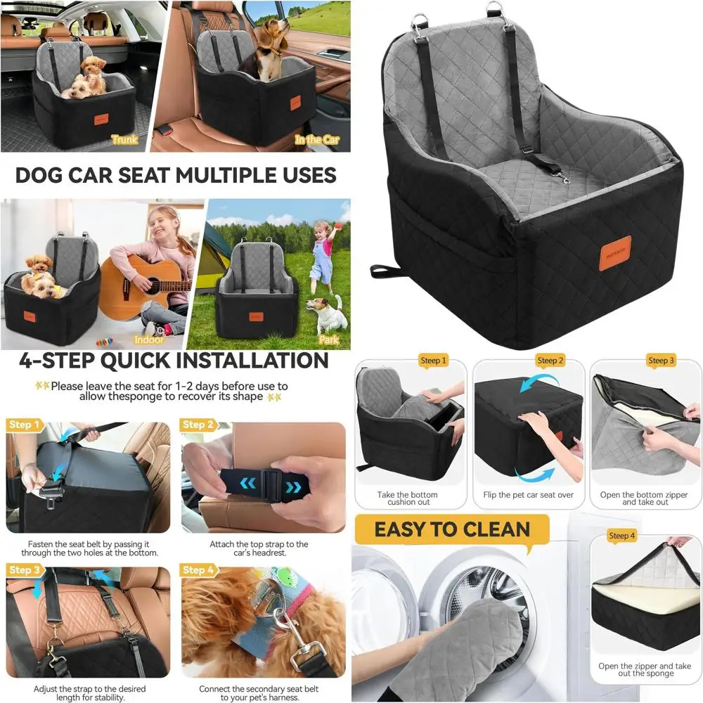 Portable Pet Booster Seat with Washable Cover, Storage Pockets & Safety Belt for Dogs up to 35lbs (Medium, Black/Grey)
Portable Pet Booster Seat with Washable Cover, Storage Pockets & Safety Belt for Dogs up to 35lbs (Medium, Black/Grey)