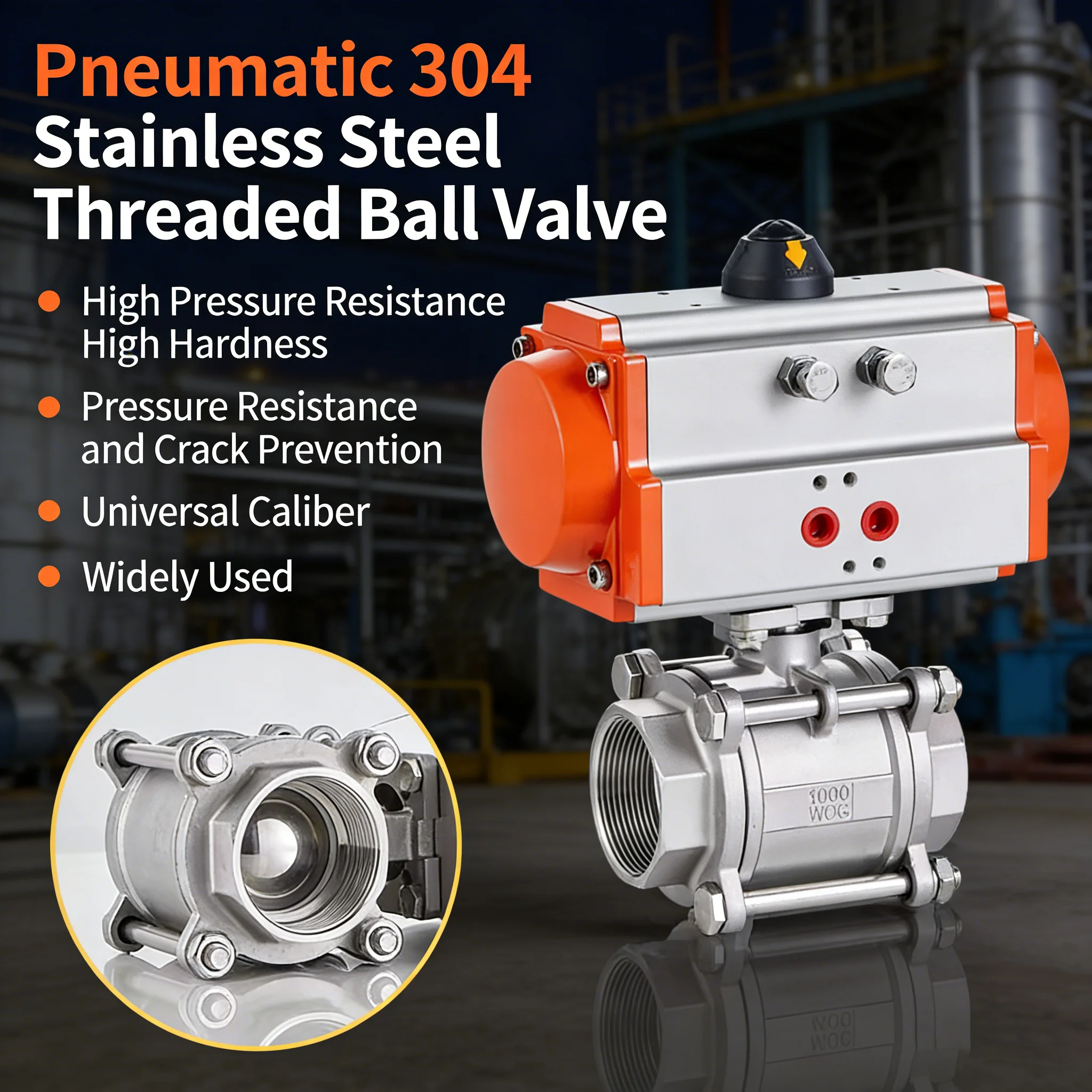 Pneumatic Ball Valve Threaded Mouth Q611F-16P Valve Stainless Steel 304 Internal Thread Steam Three-piece DN2580
Pneumatic Ball Valve Threaded Mouth Q611F-16P Valve Stainless Steel 304 Internal Thread Steam Three-piece DN2580
