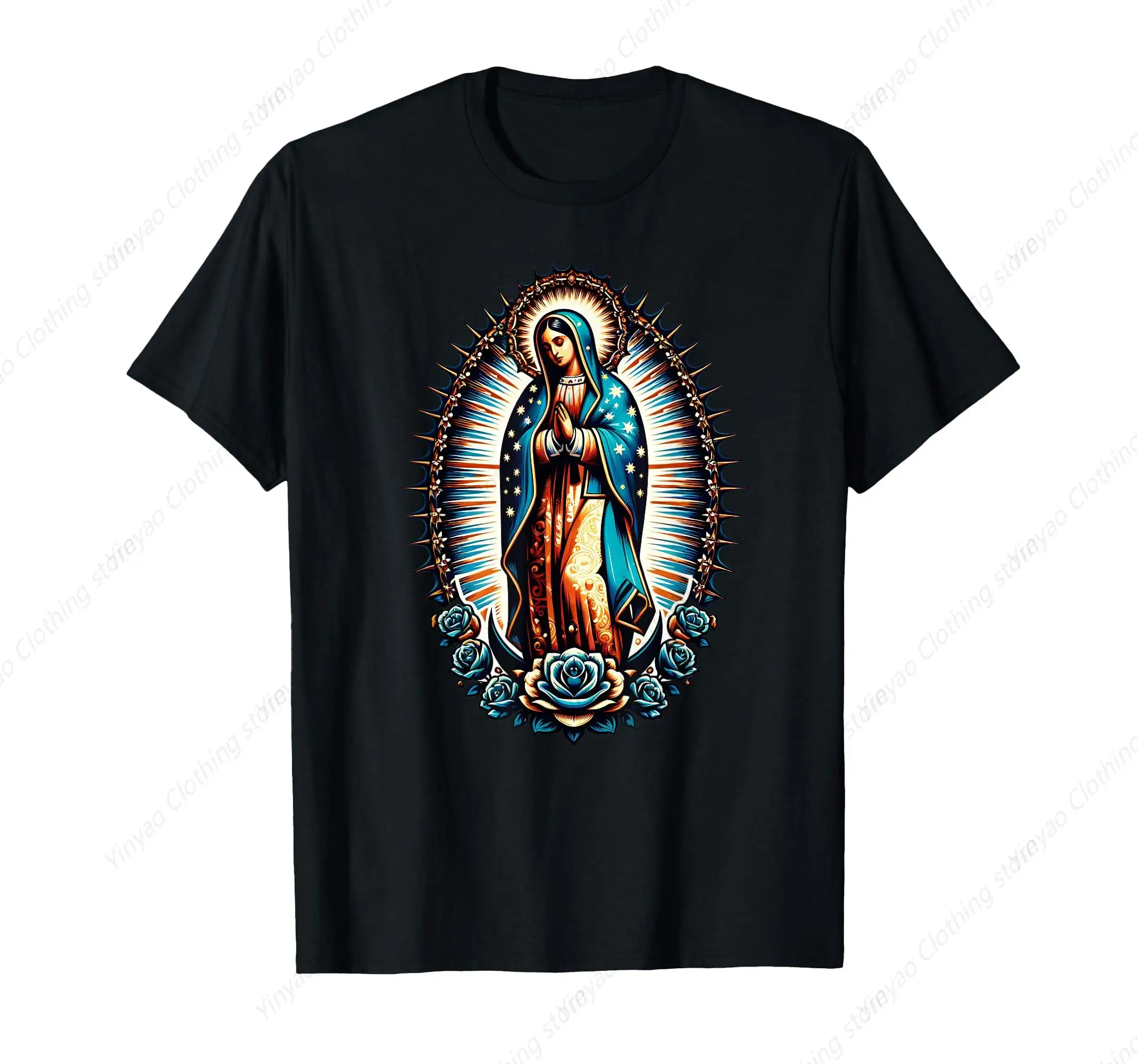 Virgin Mary Art Printed T-shirt Personalized Cool Pure Cotton Shirt Black Loose Casual T shirt
Virgin Mary Art Printed T-shirt Personalized Cool Pure Cotton Shirt Black Loose Casual T shirt