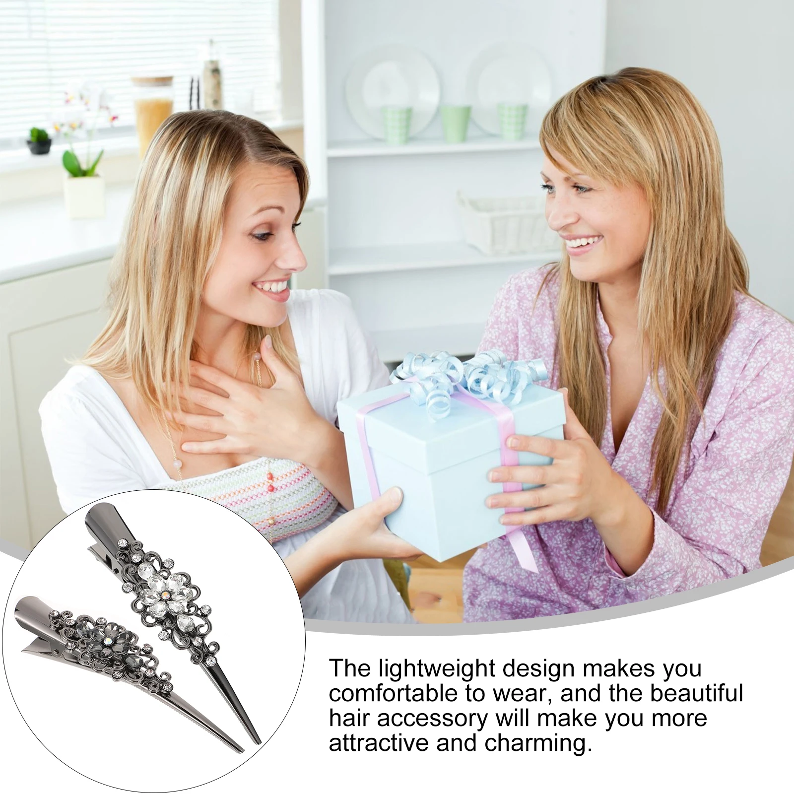 2pcs Rhinestone Hairpins Alloy Duckbill Hair Clips Lightweight Women Headdress Hair Accessory Wedding Party Bridal Barrette
2pcs Rhinestone Hairpins Alloy Duckbill Hair Clips Lightweight Women Headdress Hair Accessory Wedding Party Bridal Barrette