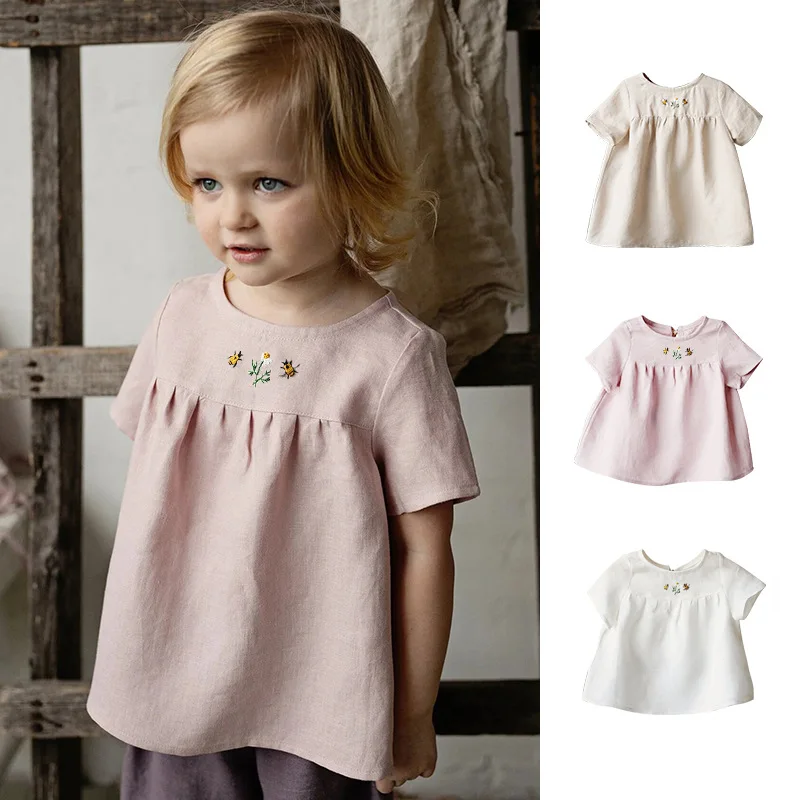 RomperDew Girls T-Shirts Cotton Linen Short-sleeved Doll Shirt Light and Breathable Summer Female Baby T-shirt Tops
RomperDew Girls T-Shirts Cotton Linen Short-sleeved Doll Shirt Light and Breathable Summer Female Baby T-shirt Tops