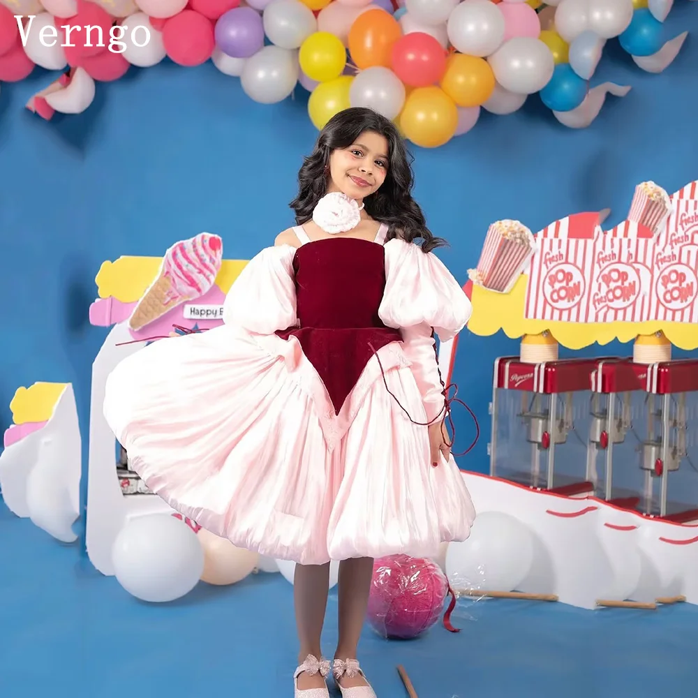 Verngo Pink Shiny Satin Mini Gil Flowers O Neck A Line Princess Long Sleeves Formal Dresses Kid Prom Party Gown Customized
Verngo Pink Shiny Satin Mini Gil Flowers O Neck A Line Princess Long Sleeves Formal Dresses Kid Prom Party Gown Customized