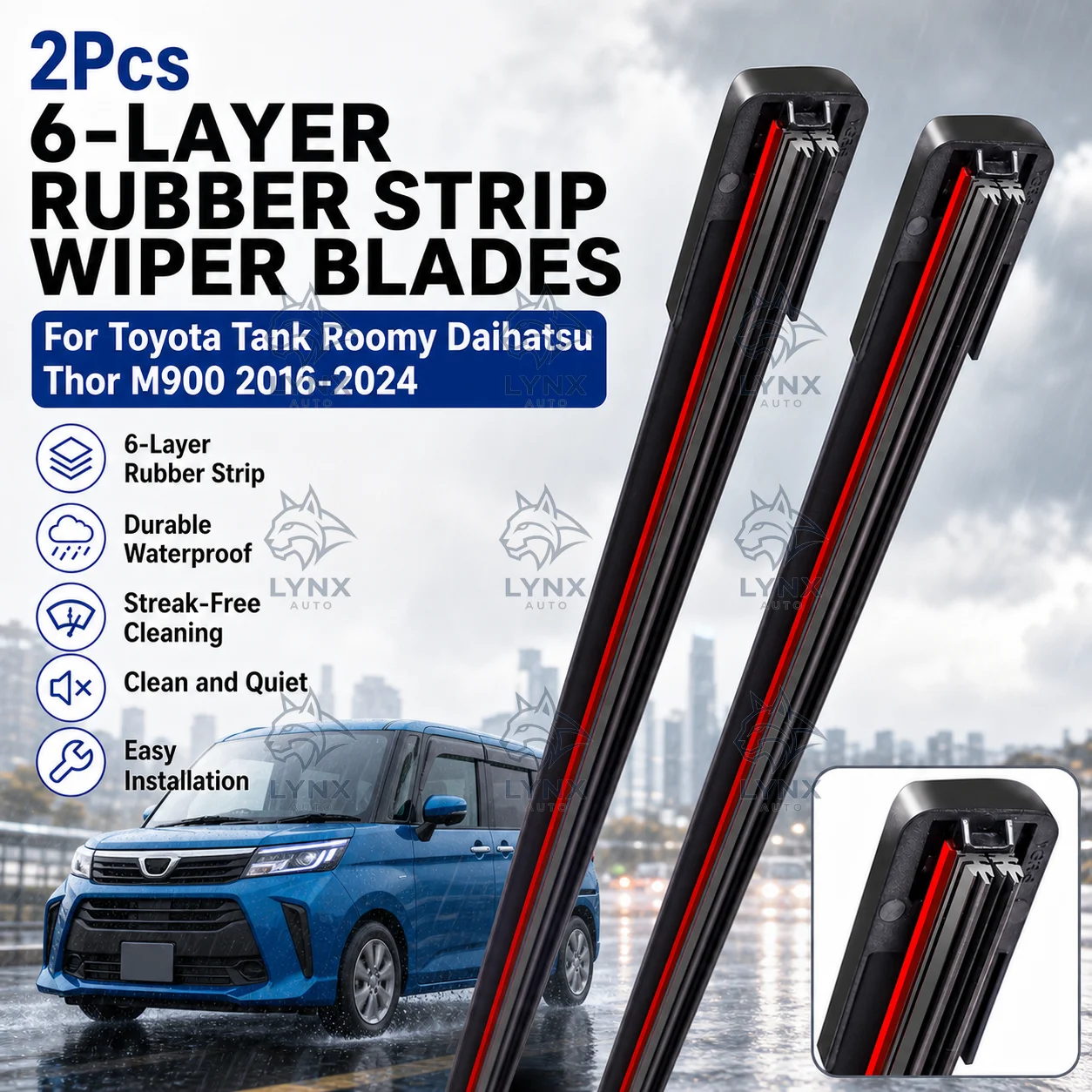2Pcs 6-Layer Rubber Strip Wiper Blades For Toyota Tank Roomy Daihatsu Thor M900 2016-2024 Easy Installation Auto Parts
2Pcs 6-Layer Rubber Strip Wiper Blades For Toyota Tank Roomy Daihatsu Thor M900 2016-2024 Easy Installation Auto Parts