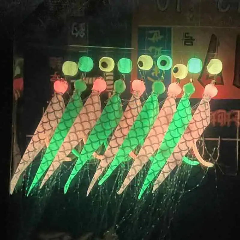 6/9 Hooks Sabiki Rigs Saltwater Fishing Lures Bait Rigs Real Fish Skin String Hook Mackerel Glow in The Dark Flash Sabiki Rigs
6/9 Hooks Sabiki Rigs Saltwater Fishing Lures Bait Rigs Real Fish Skin String Hook Mackerel Glow in The Dark Flash Sabiki Rigs