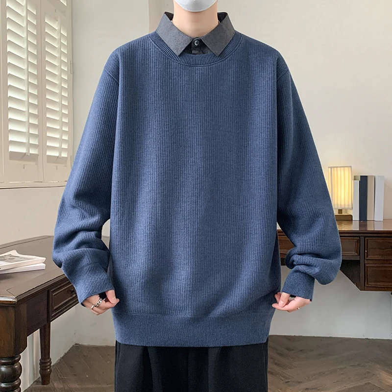 Зимний мужской искусственный двухсекционный воротник рубашки, утолщенный бархатный свитер-джокер со свитером внутри
Зимний мужской искусственный двухсекционный воротник рубашки, утолщенный бархатный свитер-джокер со свитером внутри