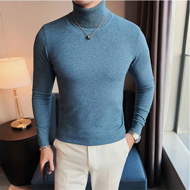 Autumn Winter Fashion Turtleneck Sweaters Men Solid Slim Fit Knitted Pullovers Mens Warm Casual Knit Turtleneck Pullover Sweater
Autumn Winter Fashion Turtleneck Sweaters Men Solid Slim Fit Knitted Pullovers Mens Warm Casual Knit Turtleneck Pullover Sweater